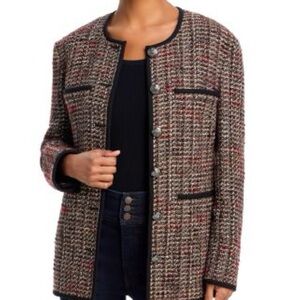 Veronica Beard Watkins Dickey Tweed Collarless Jacket